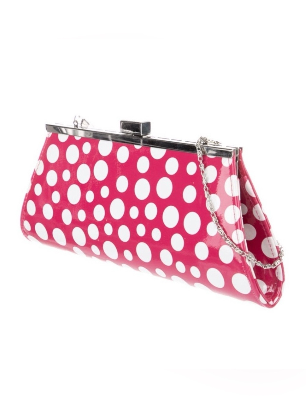 Neiman Marcus Pink Polka Dot Chain-Handle Clutch